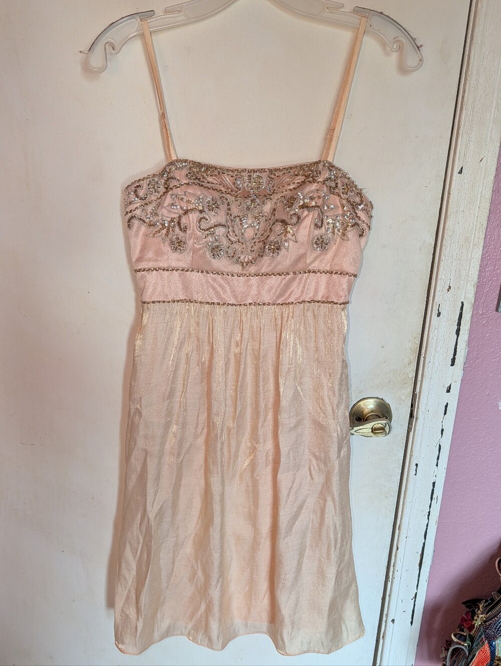 Vintage Sue Wong Pink Beaded Mini Dress